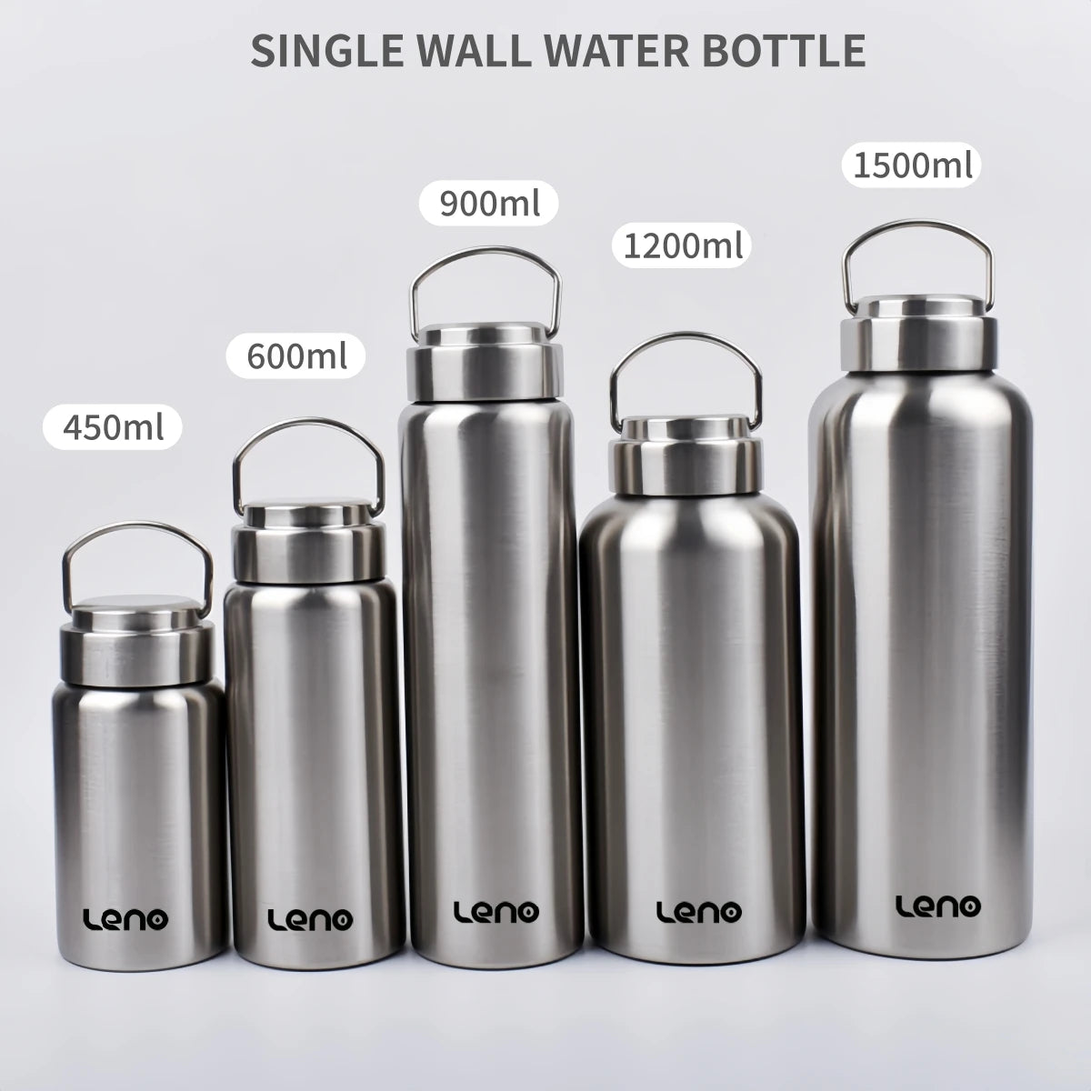 1pc Large Capacity Stainless Steel Sport Water Bottle Single-layer Rugged Water Cup Metal Flask Drinkware Camping Sports Gym