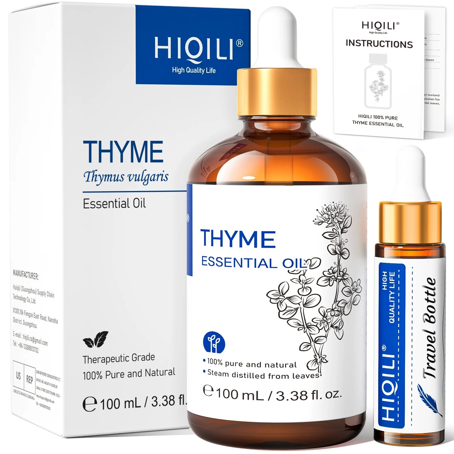 HIQILI Ylang-Ylang Essential Oil 100ML Citronella Geranium 100% Natural Tree Oil for Skin Massage Stress Relief & Aromatherapy